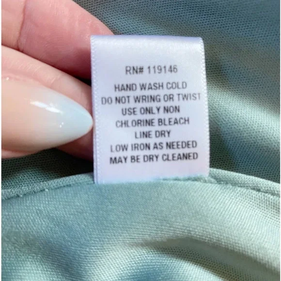 Mint Green Printed V-Neck Bubble long sleeve blouse - Picture 12 of 16